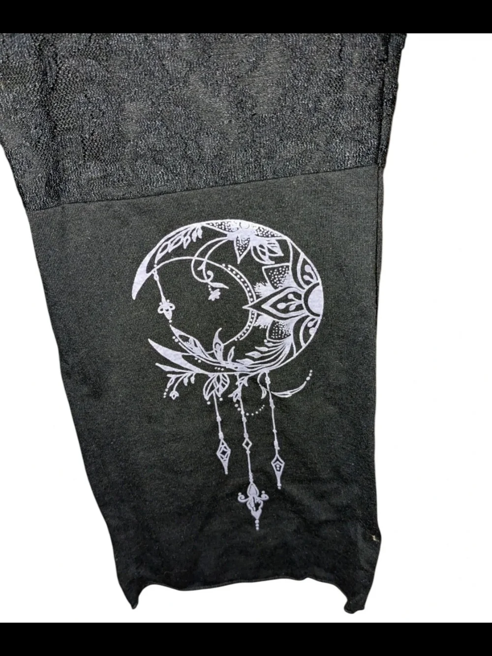 Black Leggings Sun/Moon/Lace Size Large - Picture 5 of 10
